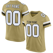 Load image into Gallery viewer, Custom Vegas Gold White-Black Mesh Authentic Football Jersey
