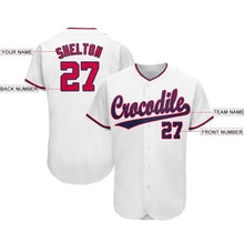 Load image into Gallery viewer, Custom White Red-Navy Baseball Jersey
