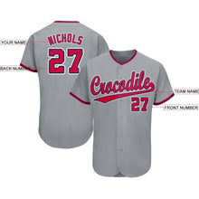 Load image into Gallery viewer, Custom Gray Red-Navy Baseball Jersey
