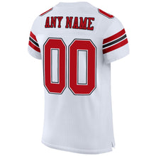Load image into Gallery viewer, Custom White Red-Black Mesh Authentic Football Jersey
