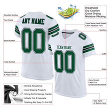 Load image into Gallery viewer, Custom White Grass Green-Black Mesh Authentic Football Jersey
