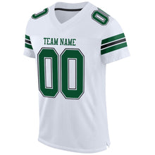 Load image into Gallery viewer, Custom White Grass Green-Black Mesh Authentic Football Jersey

