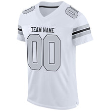 Load image into Gallery viewer, Custom White Silver-Black Mesh Authentic Football Jersey
