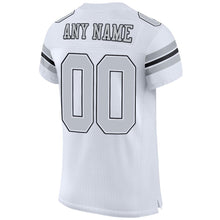 Load image into Gallery viewer, Custom White Silver-Black Mesh Authentic Football Jersey
