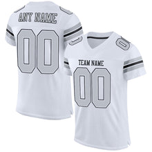 Load image into Gallery viewer, Custom White Silver-Black Mesh Authentic Football Jersey
