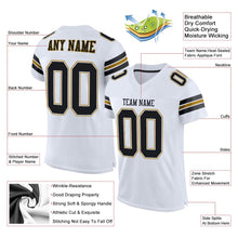 Load image into Gallery viewer, Custom White Black-Old Gold Mesh Authentic Football Jersey
