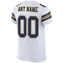 Load image into Gallery viewer, Custom White Navy-Old Gold Mesh Authentic Football Jersey
