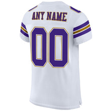 Load image into Gallery viewer, Custom White Purple-Old Gold Mesh Authentic Football Jersey
