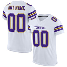 Load image into Gallery viewer, Custom White Purple-Old Gold Mesh Authentic Football Jersey
