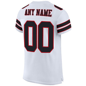 Custom White Black-Red Mesh Authentic Football Jersey