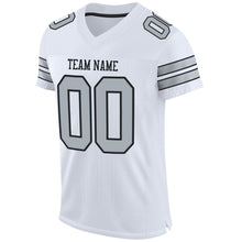 Load image into Gallery viewer, Custom White Silver-Black Mesh Authentic Football Jersey
