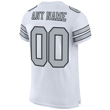 Load image into Gallery viewer, Custom White Silver-Black Mesh Authentic Football Jersey
