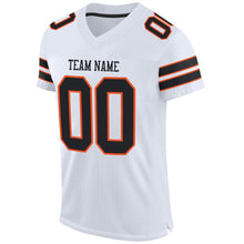 Load image into Gallery viewer, Custom White Black-Orange Mesh Authentic Football Jersey

