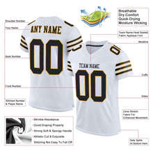 Load image into Gallery viewer, Custom White Black-Gold Mesh Authentic Football Jersey
