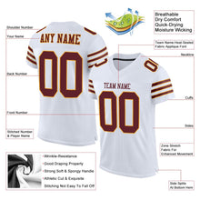 Load image into Gallery viewer, Custom White Burgundy-Gold Mesh Authentic Football Jersey
