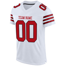 Load image into Gallery viewer, Custom White Red-Black Mesh Authentic Football Jersey
