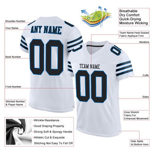 Custom White Black-Panther Blue Mesh Authentic Football Jersey