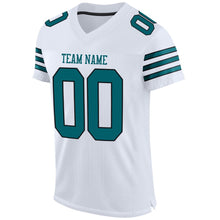 Load image into Gallery viewer, Custom White Teal-Black Mesh Authentic Football Jersey
