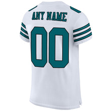 Load image into Gallery viewer, Custom White Teal-Black Mesh Authentic Football Jersey
