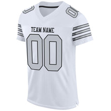 Load image into Gallery viewer, Custom White Silver-Black Mesh Authentic Football Jersey
