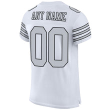 Load image into Gallery viewer, Custom White Silver-Black Mesh Authentic Football Jersey
