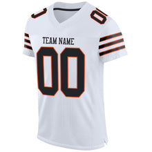 Load image into Gallery viewer, Custom White Black-Orange Mesh Authentic Football Jersey
