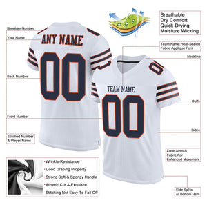 Custom White Navy-Orange Mesh Authentic Football Jersey