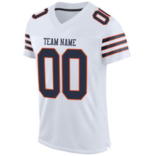 Load image into Gallery viewer, Custom White Navy-Orange Mesh Authentic Football Jersey
