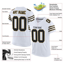 Load image into Gallery viewer, Custom White Black-Old Gold Mesh Authentic Football Jersey
