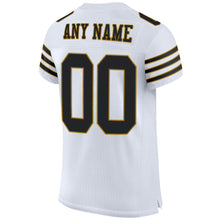 Load image into Gallery viewer, Custom White Black-Old Gold Mesh Authentic Football Jersey
