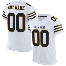 Load image into Gallery viewer, Custom White Black-Old Gold Mesh Authentic Football Jersey
