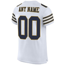 Load image into Gallery viewer, Custom White Navy-Old Gold Mesh Authentic Football Jersey
