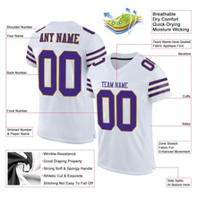 Load image into Gallery viewer, Custom White Purple-Old Gold Mesh Authentic Football Jersey
