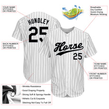 Load image into Gallery viewer, Custom White Black Pinstripe Black-Gray Authentic Baseball Jersey
