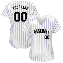 Load image into Gallery viewer, Custom White Purple Pinstripe Black-Gray Authentic Baseball Jersey
