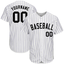 Load image into Gallery viewer, Custom White Purple Pinstripe Black-Gray Authentic Baseball Jersey
