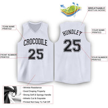 Load image into Gallery viewer, Custom White Black V-Neck Basketball Jersey
