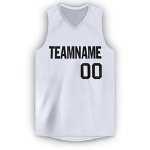 Load image into Gallery viewer, Custom White Black V-Neck Basketball Jersey
