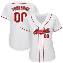Load image into Gallery viewer, Custom White Red-Black Authentic Baseball Jersey
