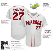 Load image into Gallery viewer, Custom White Red-Navy Authentic Baseball Jersey
