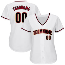 Load image into Gallery viewer, Custom White Black-Crimson Authentic Baseball Jersey
