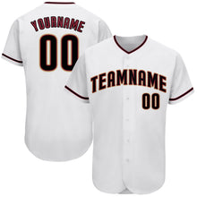 Load image into Gallery viewer, Custom White Black-Crimson Authentic Baseball Jersey
