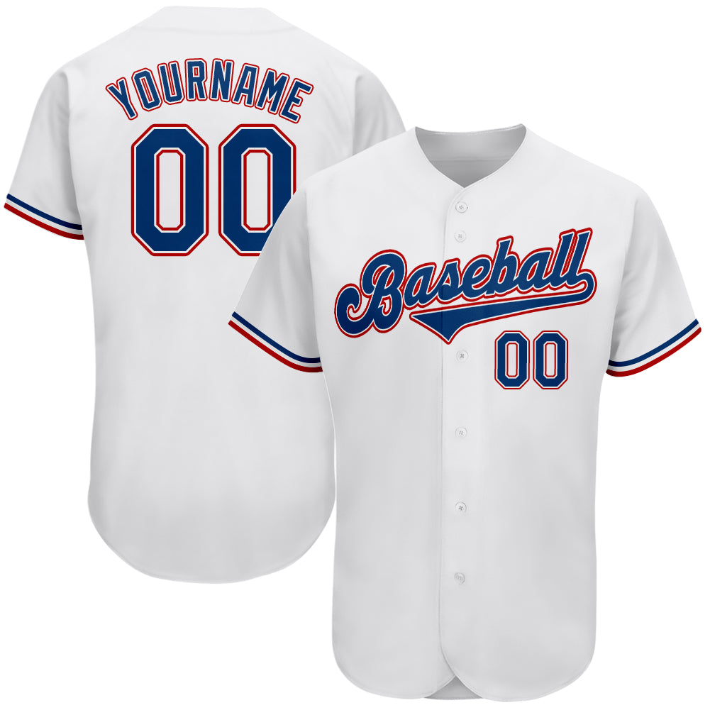 Custom White Royal-Red Authentic Baseball Jersey