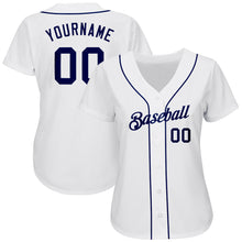 Load image into Gallery viewer, Custom White Navy Authentic Baseball Jersey
