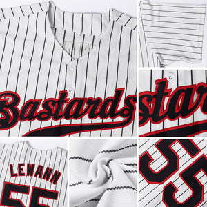 Custom White Black Pinstripe Black-Red Authentic Baseball Jersey