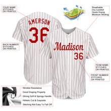 Load image into Gallery viewer, Custom White Red Pinstripe Red-White Authentic Baseball Jersey
