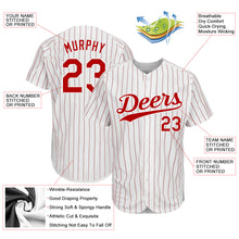 Load image into Gallery viewer, Custom White Red Pinstripe Red-White Authentic Baseball Jersey
