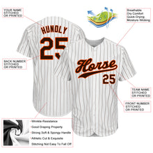 Load image into Gallery viewer, Custom White Brown Pinstripe Brown-Orange Authentic Baseball Jersey
