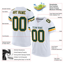 Load image into Gallery viewer, Custom White Green-Gold Mesh Authentic Football Jersey
