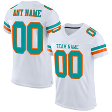 Load image into Gallery viewer, Custom White Aqua-Orange Mesh Authentic Football Jersey
